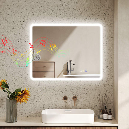 LED Bathroom Mirror with Bluetooth, 70x90 cm, Touch Control