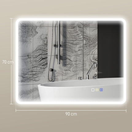 LED Bathroom Mirror with Bluetooth, 70x90 cm, Touch Control