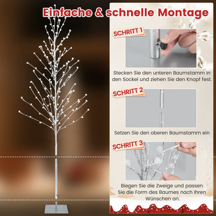 LED Birch Tree 155 cm, 168 Warm White Lights, Stand