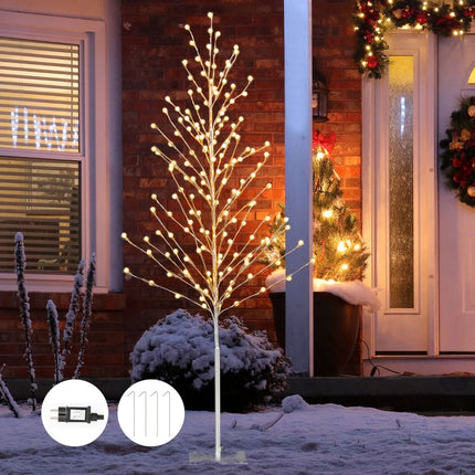 LED Birch Tree 155 cm, 168 Warm White Lights, Stand