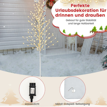 LED Birch Tree 155 cm, 168 Warm White Lights, Stand