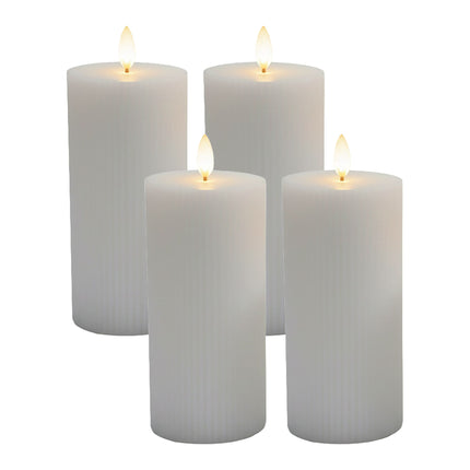 LED Candles, Real Wax, Set of 4, 18cm