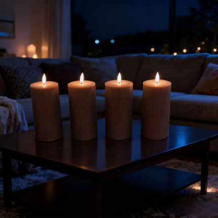 LED Candles Set of 4, 18cm, Real Wax, Flickering Flame