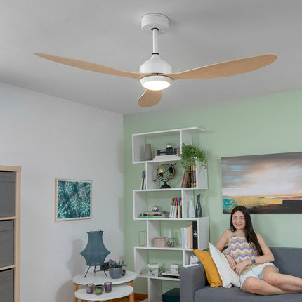 LED Ceiling Fan with 3 ABS Blades Wuled InnovaGoods Wood 36 W 52" Ø132 cm