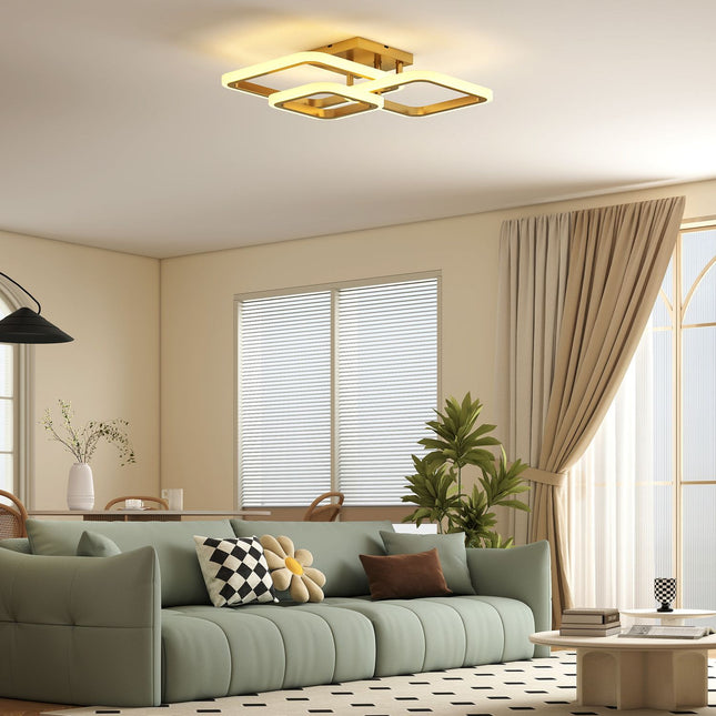 LED Ceiling Light 40W, 4300LM, 3-Color, Gold, 48x46x13 cm