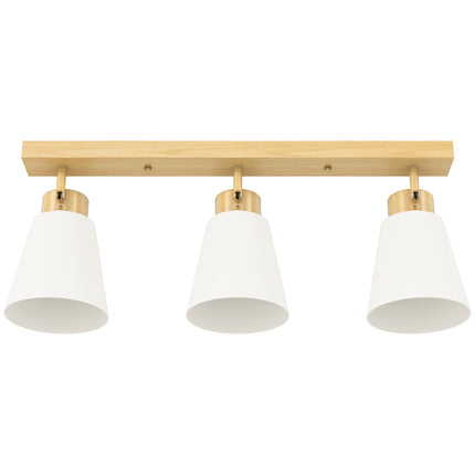 LED Ceiling Light, 40W, Adjustable Heads, E27 Sockets, Wood Finish