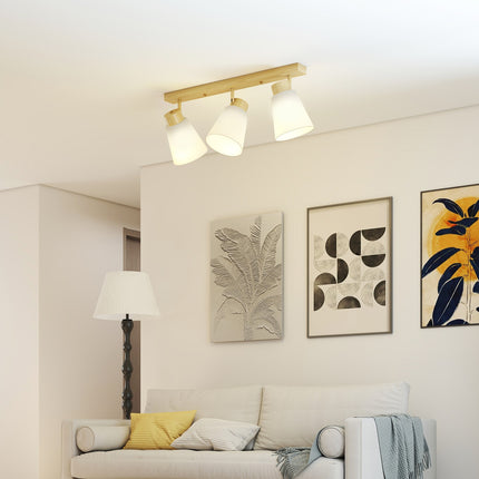 LED Ceiling Light, 40W, Adjustable Heads, E27 Sockets, Wood Finish