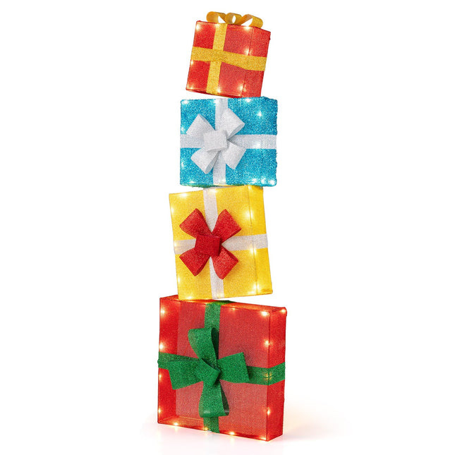 LED Christmas Gift Box Set – 4 Multicolor Lighted Boxes