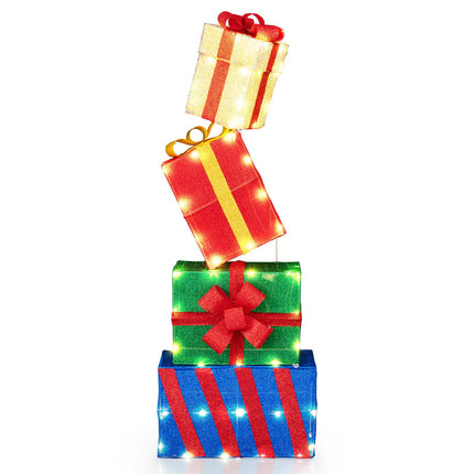 LED Christmas Gift Boxes Set, 4 Multicolor, Indoor/Outdoor