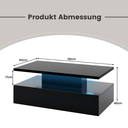 LED Coffee Table, High Gloss, Black, 110x60x40 cm