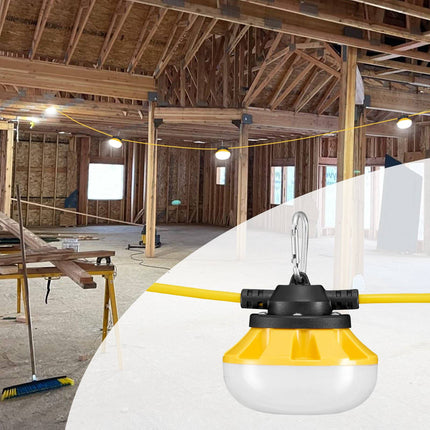 LED Construction String Lights, 50 ft, 5000 lm, 50W, IP65, Linkable