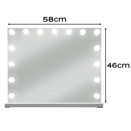 LED Cosmetic Mirror 58x46cm, Touch Control, 3 Light Modes