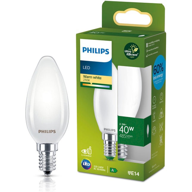LED E14 Crown B35 2.3W (40W) Frosted 485lm 2700K Energy class A