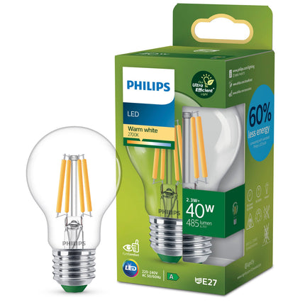 LED E27 Normal 2.3W (40W) Clear 485lm 2700K Energy class A