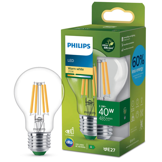LED E27 Normal 2.3W (40W) Clear 485lm 2700K Energy class A