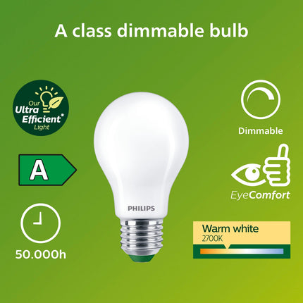 LED E27 Normal A60 4W (60W) Frosted 840lm Dimmable 2700K Energy class A