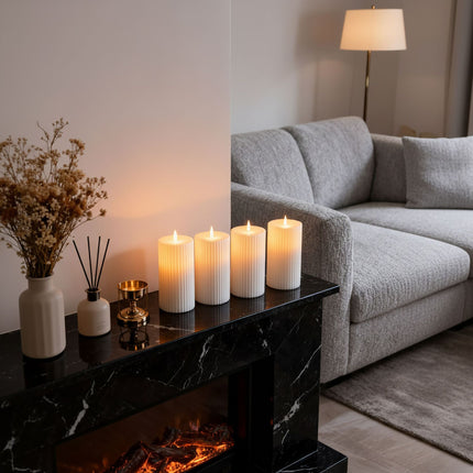LED Flameless Candles, Set of 4, Flickering Light