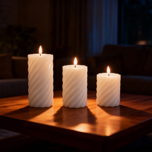 LED Flameless Real-Wax Candle Set – 3 Sizes