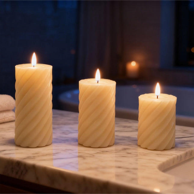 LED Flameless Real-Wax Candle Set, 3 Sizes
