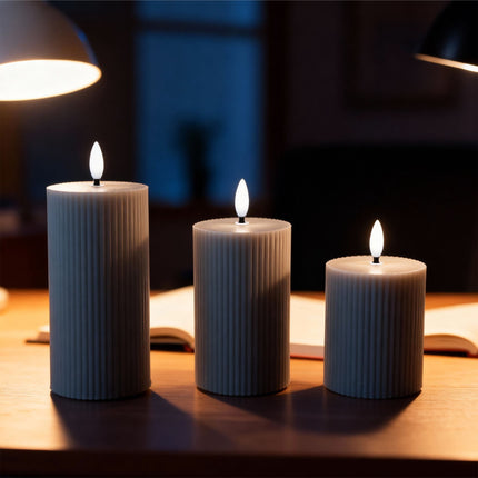LED Flameless Real-Wax Candles, Set of 3