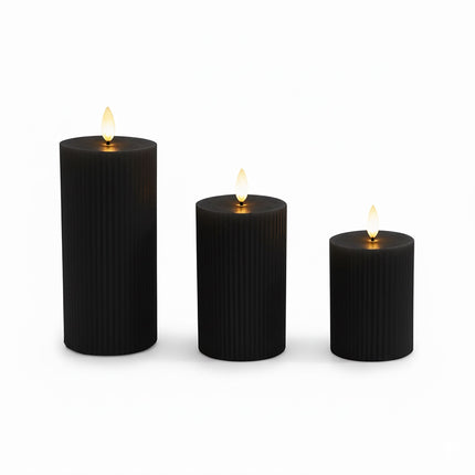 LED Flameless Real-Wax Candles, Set of 3