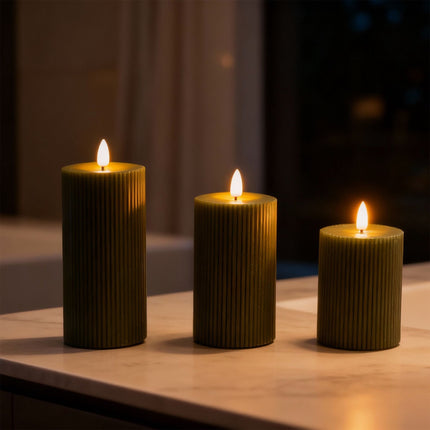 LED Flameless Real-Wax Candles, Set of 3