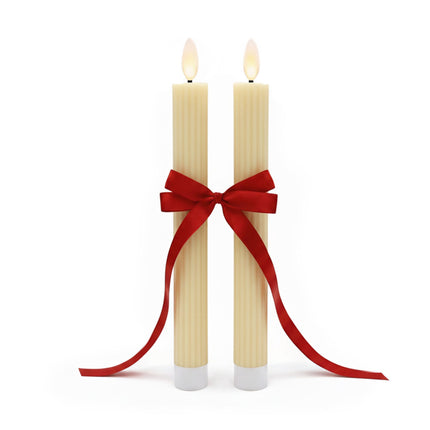 LED Flameless Taper Candles, Real Wax, Set of 2