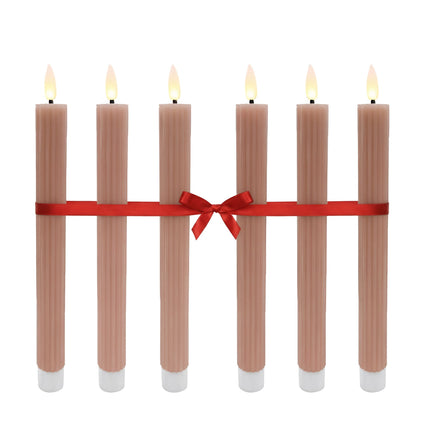 LED Flameless Taper Candles, Real-Wax, Set of 6