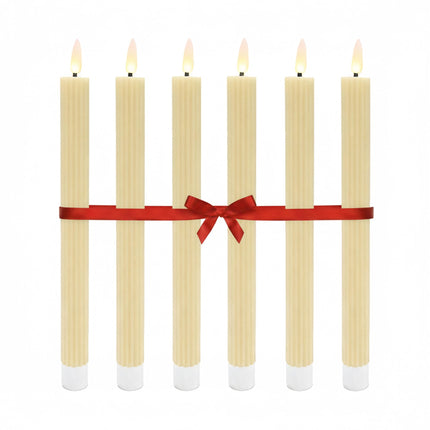 LED Flameless Taper Candles, Real-Wax, Set of 6