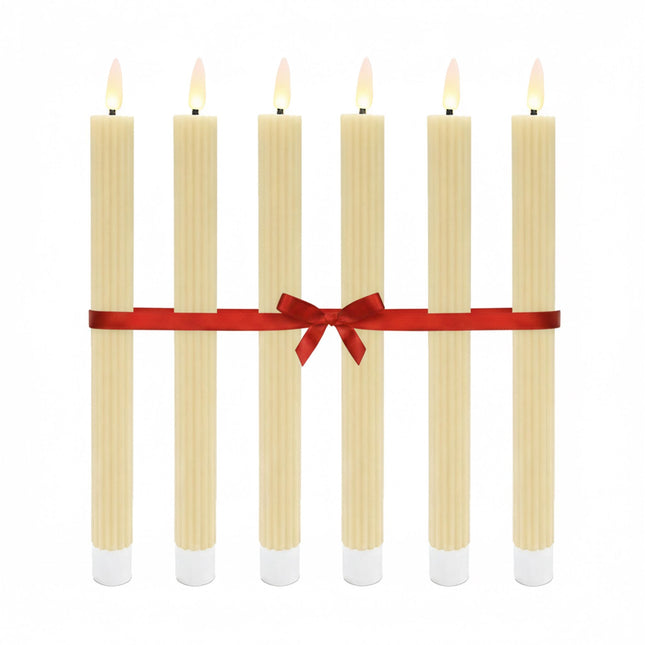 LED Flameless Taper Candles, Real-Wax, Set of 6