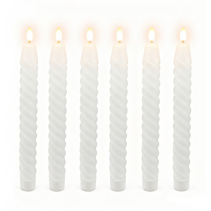 LED Flameless Taper Candles, Real Wax, Set of 6