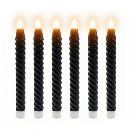 LED Flameless Taper Candles, Real Wax, Set of 6