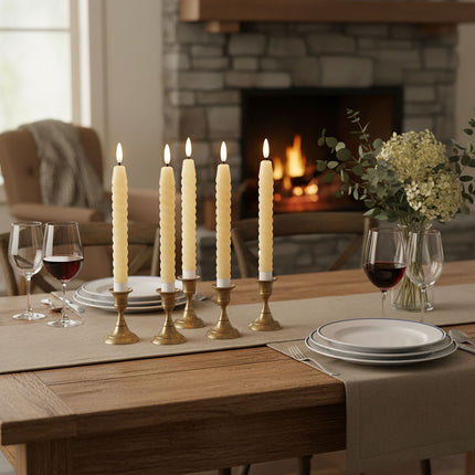 LED Flameless Taper Candles, Real Wax, Set of 6