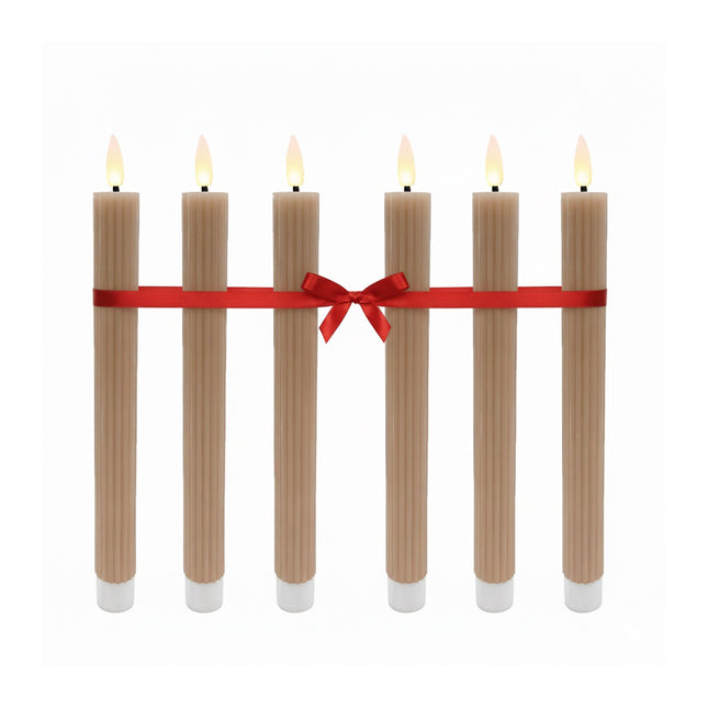 LED Flameless Taper Candles, Real-Wax, Set of 6