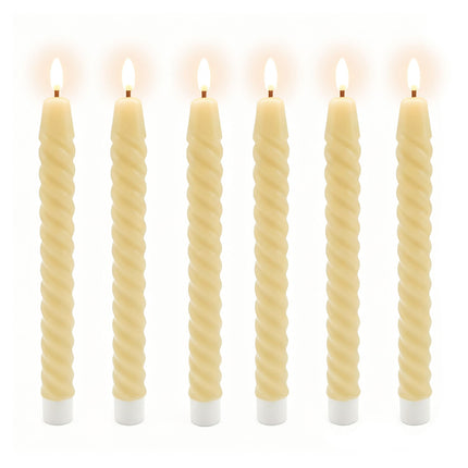 LED Flameless Taper Candles, Real Wax, Set of 6