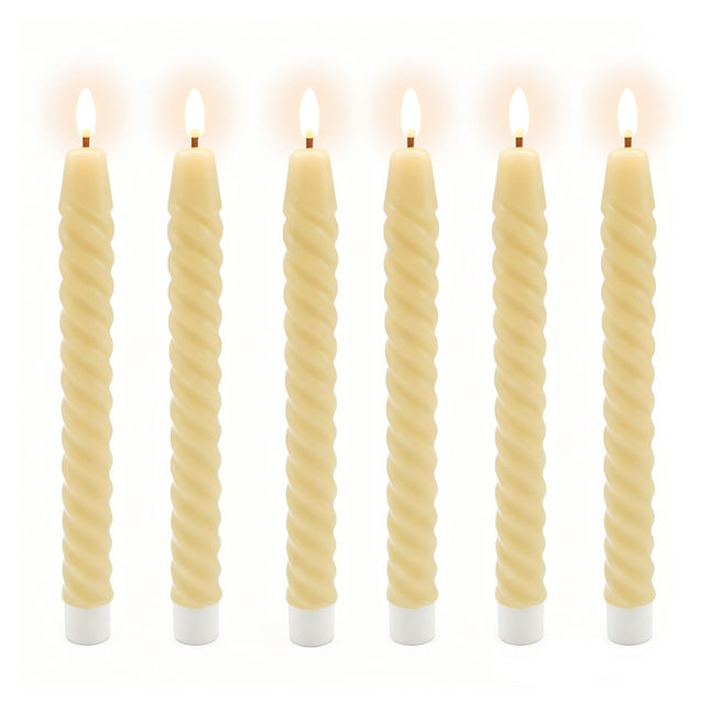 LED Flameless Taper Candles, Real Wax, Set of 6