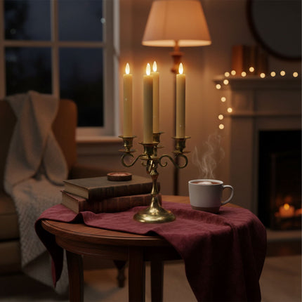 LED Flameless Taper Candles, Real-Wax, Set of 6