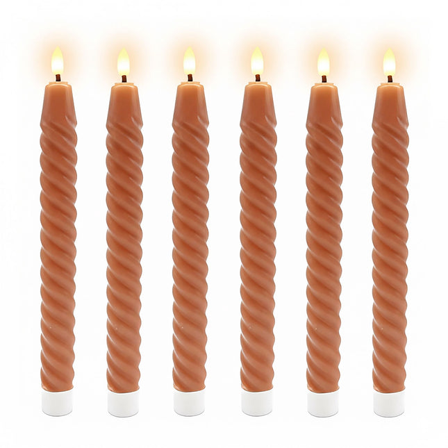 LED Flameless Taper Candles, Real Wax, Set of 6