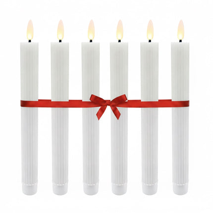 LED Flameless Taper Candles, Real Wax, Set of 6