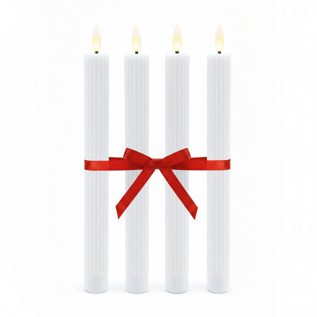 LED Flameless Wax Taper Candles, Set of 4 with Timer