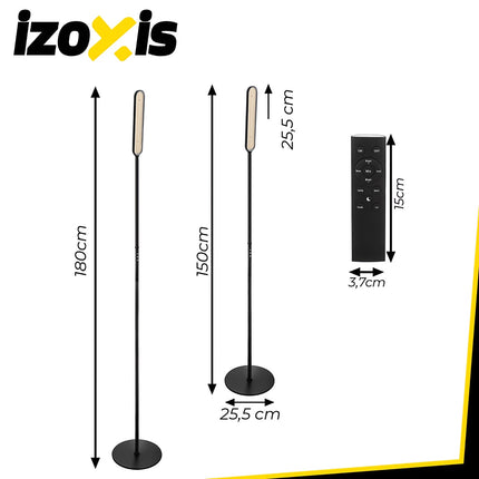 LED Floor Lamp 180cm, Black, Remote Control, Timer