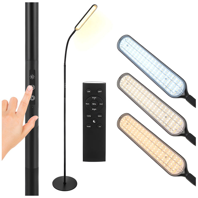 LED Floor Lamp 180cm, Black, Remote Control, Timer