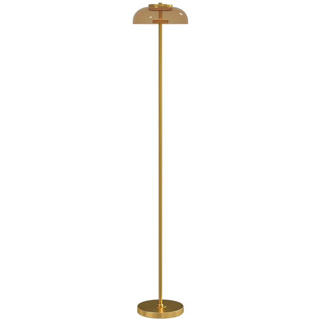 LED Floor Lamp, 3000K Warm Light, Brass Finish, Foot Switch