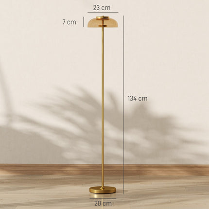LED Floor Lamp, 3000K Warm Light, Brass Finish, Foot Switch