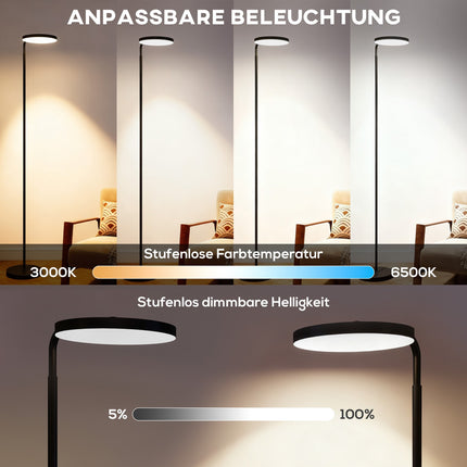 LED Floor Lamp, Adjustable, Remote Control, Black