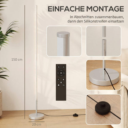 LED Floor Lamp, Dimmable 3000-6000K, Remote, 150 cm