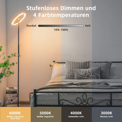 LED Floor Lamp – Dimmable 3000-6000K, Remote Control