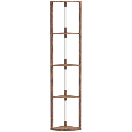 LED Floor Lamp With Shelves, Rustic Brown, Foot Switch, Dimmable