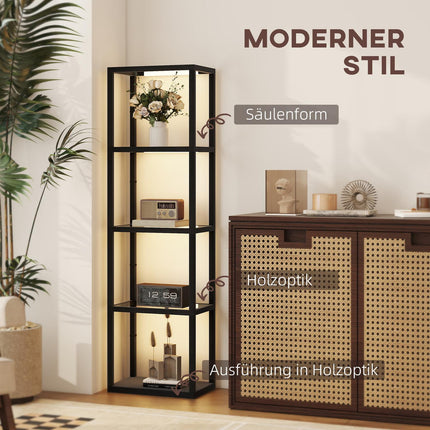 LED Floor Lamp with 4-Tier Glass Shelves, Foot Switch