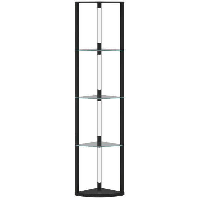 LED Floor Lamp with Shelves, Adjustable Brightness, Black